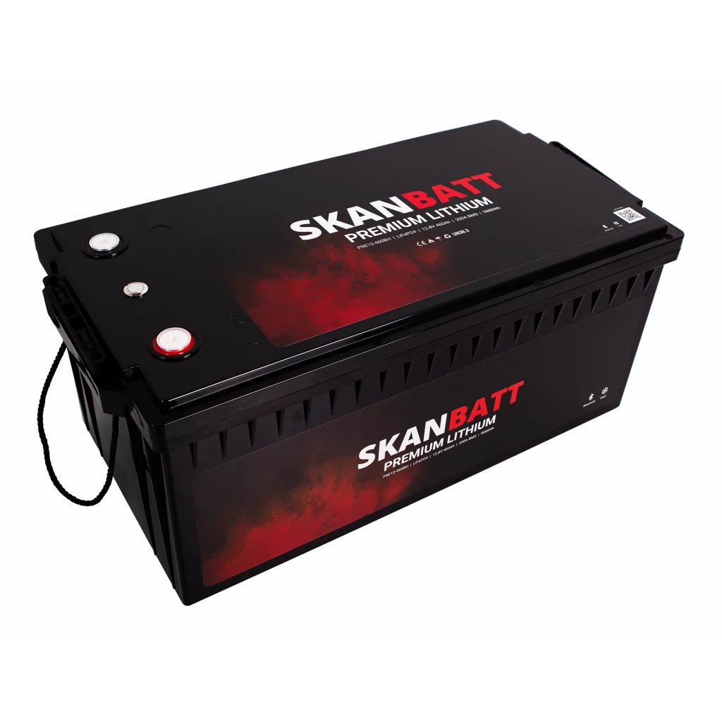 SKANBATT Premium Lithium - 12V 460Ah 200A BMS - 522x218x268mm - Bluetooth - Heat - 8 Års garanti