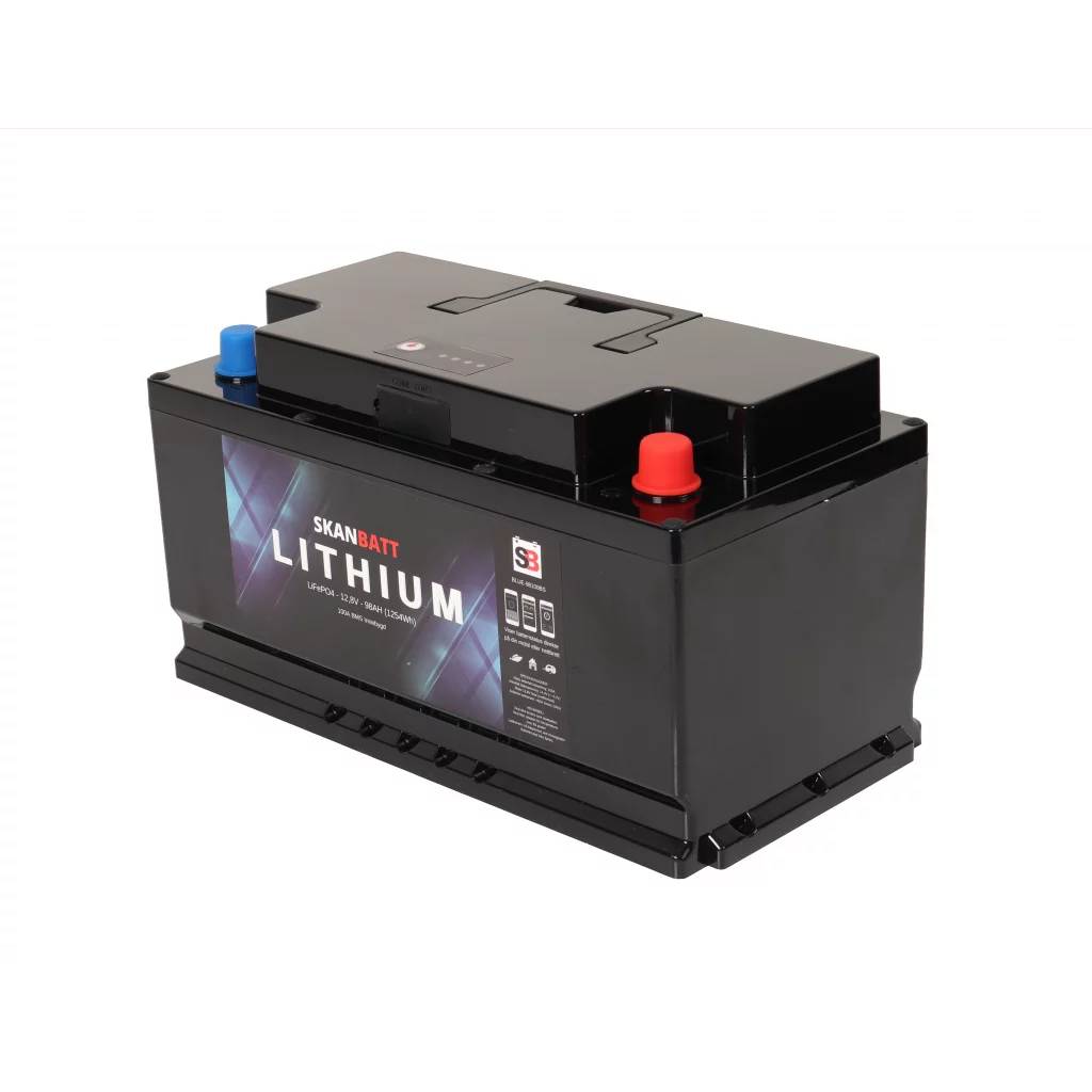 SKANBATT Bluetooth Lithium Batteri 12V 98AH 100A BMS - BOBILBATTERI