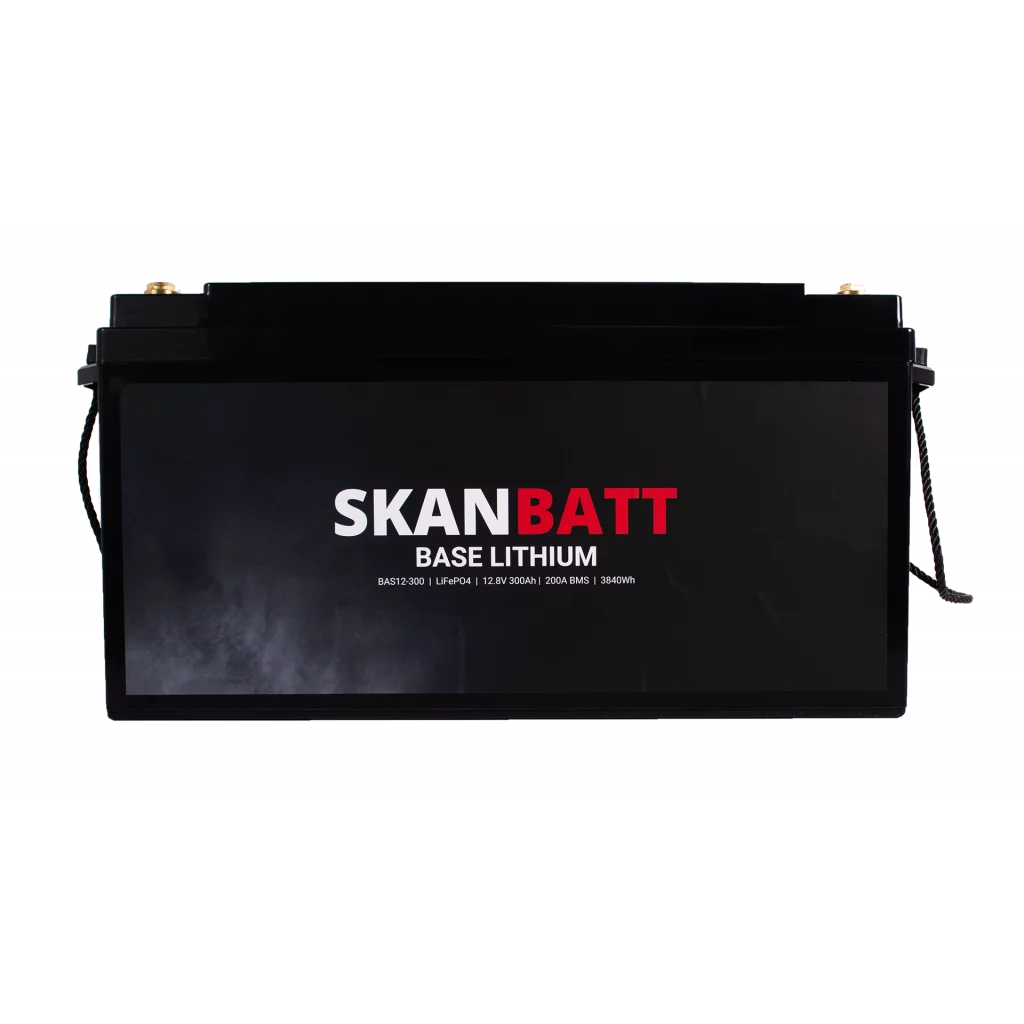SKANBATT Base Lithium - 12V 300Ah 200A BMS - 483x170x240mm - 3 Års garanti