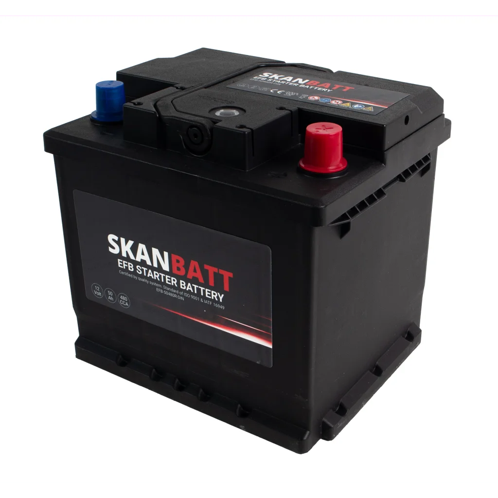 SKANBATT EFB Startbatteri 12V 50AH 480CCA (207x175x190mm) +R