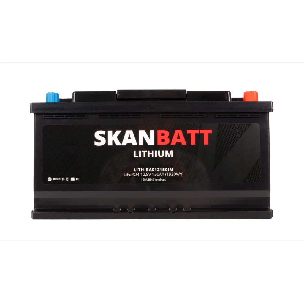SKANBATT Lithium Batteri 12V 150AH 150A BMS (352x174x190mm)