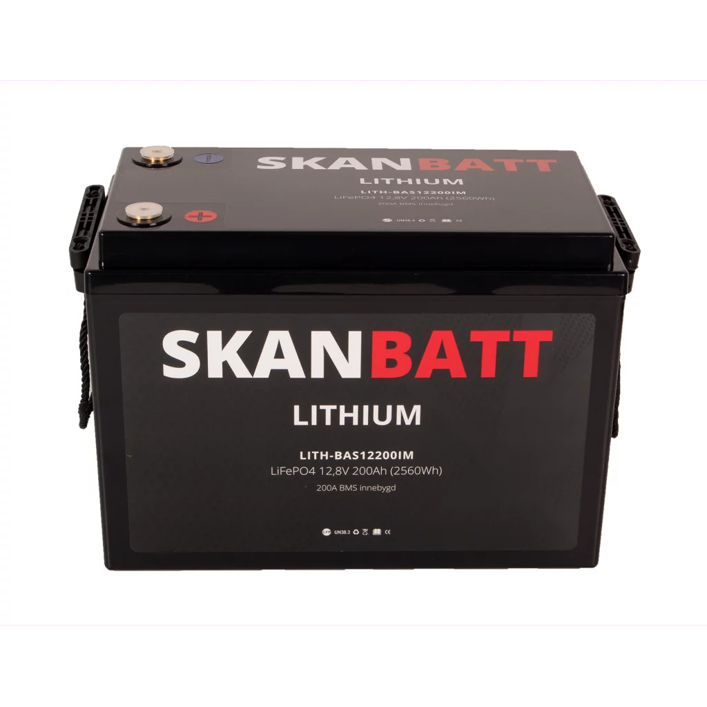 SKANBATT Lithium Batteri 12V 200AH 200A BMS (345x190x245mm)