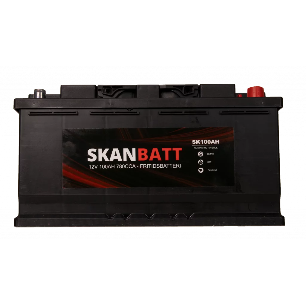 SKANBATT Fritidsbatteri 12V 100AH 780CCA (354x175x190/190mm) +høyre