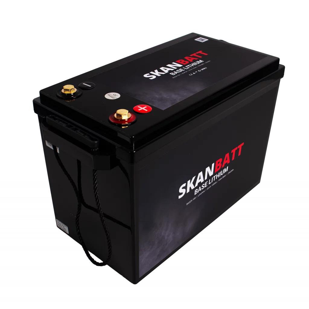 SKANBATT Base Lithium - 24V 100Ah 100A BMS - 345x190x245mm - 3 Års garanti