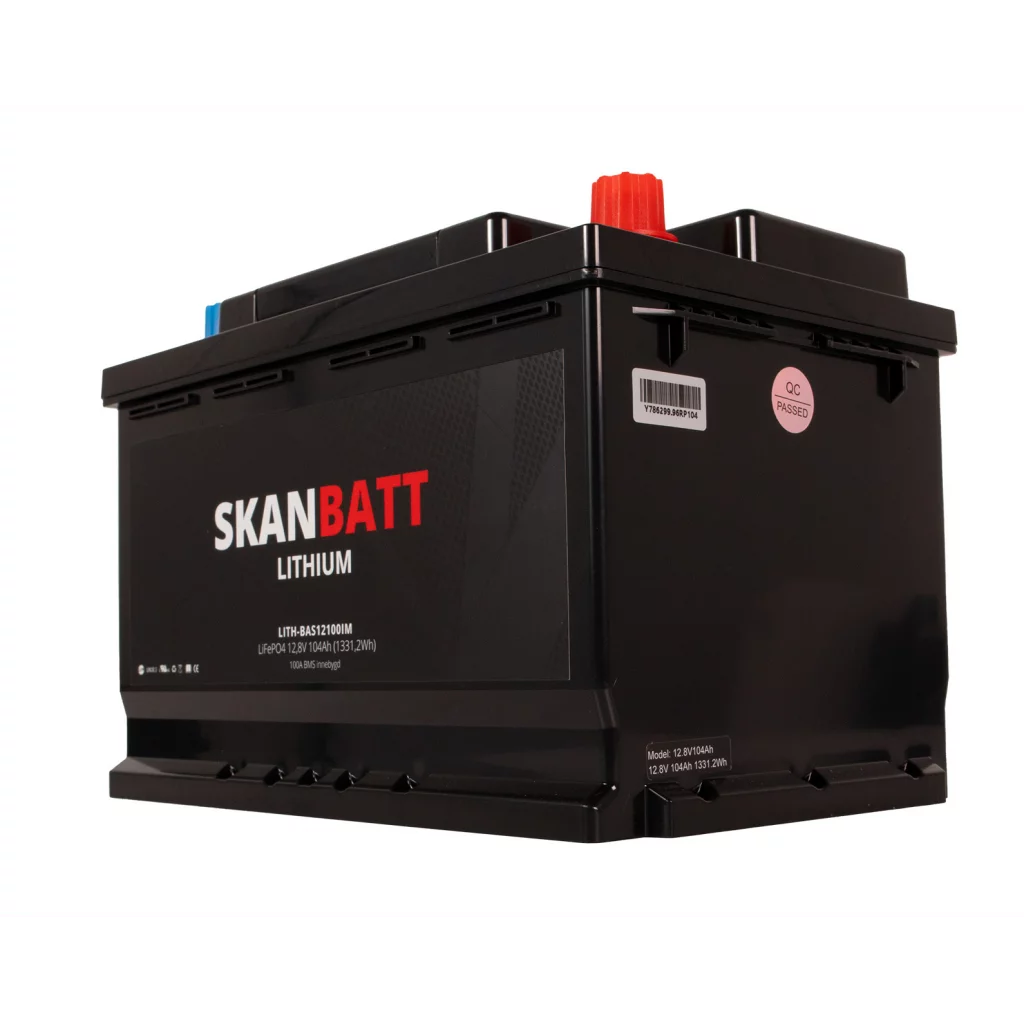 SKANBATT Lithium Batteri 12V 104AH 100A BMS (279x175x190mm) - Small