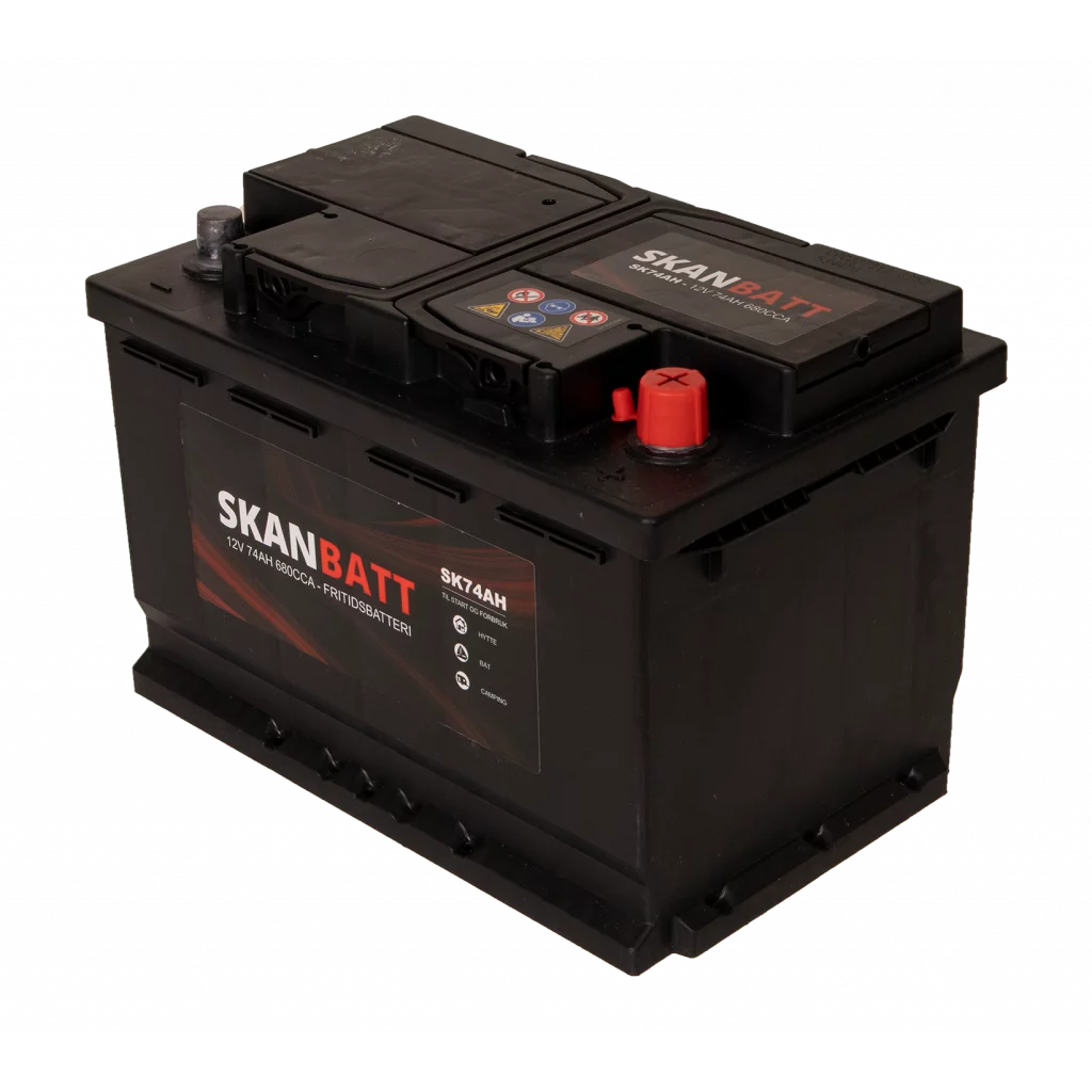SKANBATT Fritidsbatteri 12V 74AH 680CCA (278x175x190/190mm) +høyre