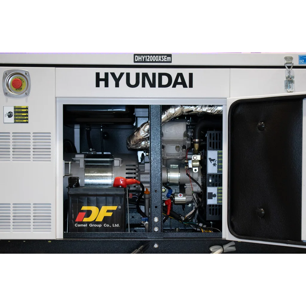HYUNDAI DHY12000XSEm Strømaggregat 10000W 1-FAS 230V - Elektrisk start - Diesel - Forvarming - ATS - Vannkjølt