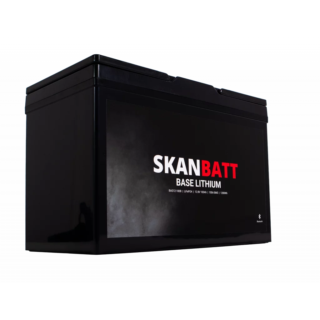 SKANBATT Base Lithium - 12V 100Ah 100A BMS - 307x169x208mm - Bluetooth - 3 Års garanti