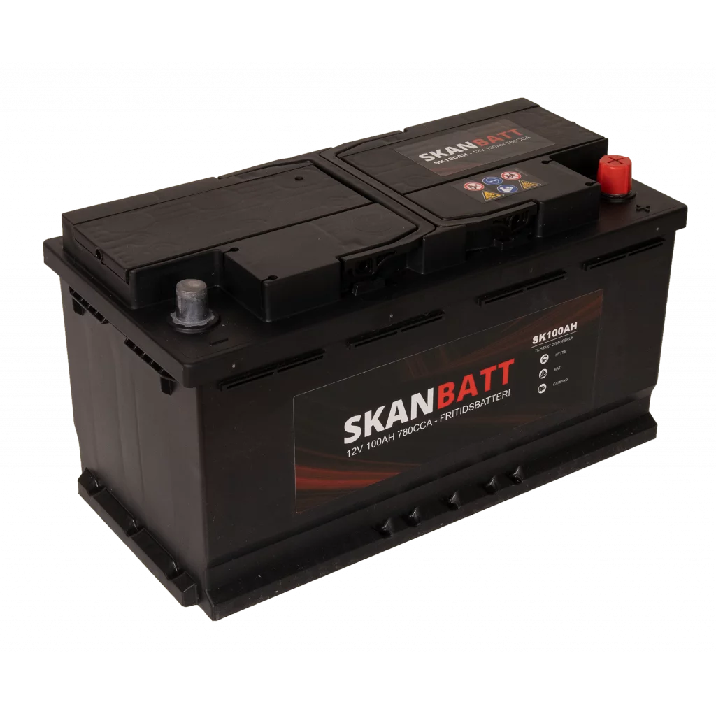 SKANBATT Fritidsbatteri 12V 100AH 780CCA (354x175x190/190mm) +høyre