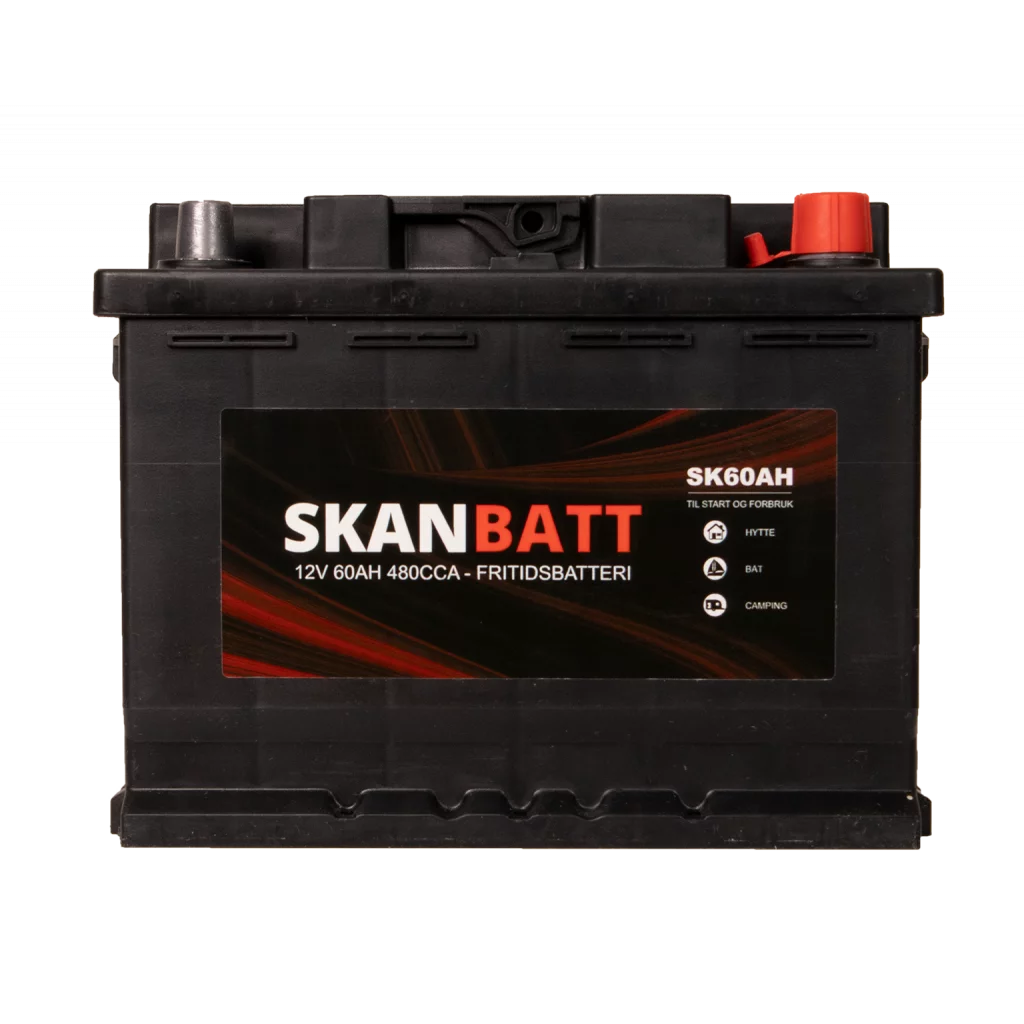 SKANBATT Fritidsbatteri 12V 60AH 480CCA (242x175x190/190mm) +høyre