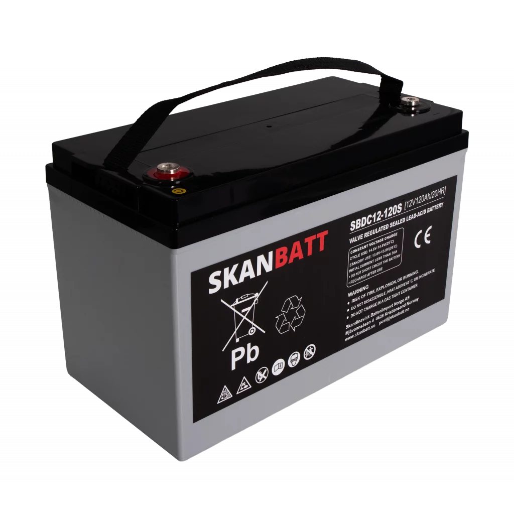 SKANBATT AGM Deep Cycle Batteri 12V 120AH C10 (328x172x222mm) +venstre