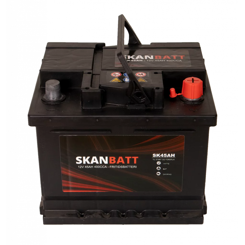 SKANBATT Fritidsbatteri 12V 45AH 400CCA (207x175x175/175mm) +høyre