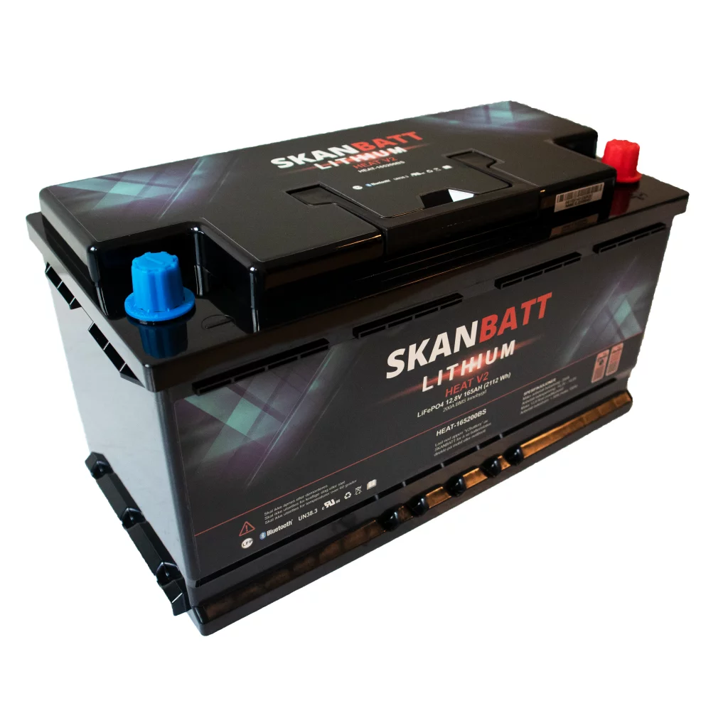 SKANBATT HD V2 Lithium HEAT Batteri 12V 165AH 150A BMS - Bobil - Bluetooth