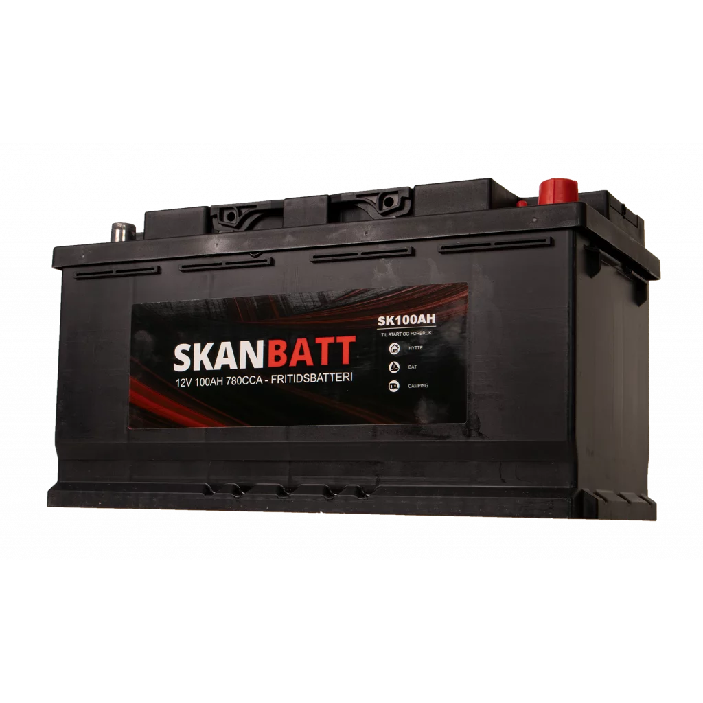 SKANBATT Fritidsbatteri 12V 100AH 780CCA (354x175x190/190mm) +høyre
