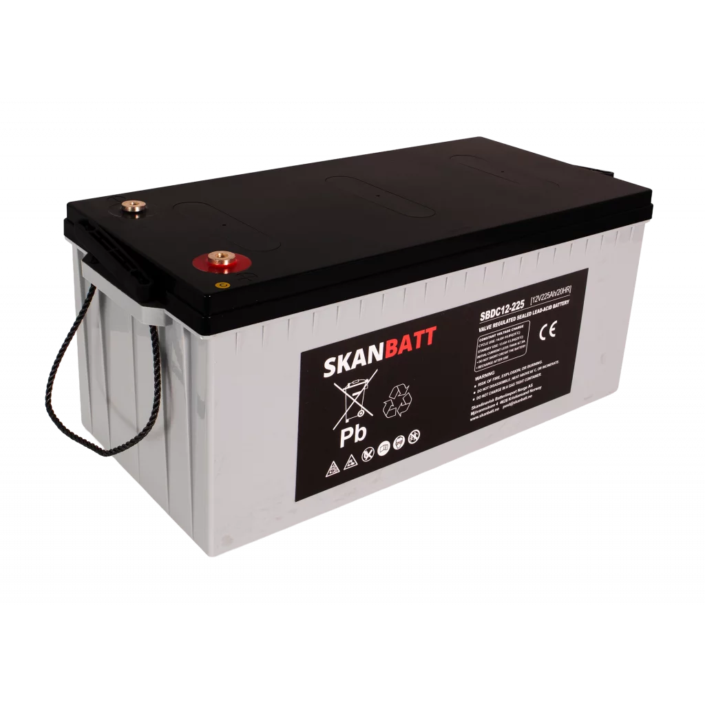 SKANBATT AGM Deep Cycle Batteri 12V 225AH C10 (522x240x219mm) +høyre