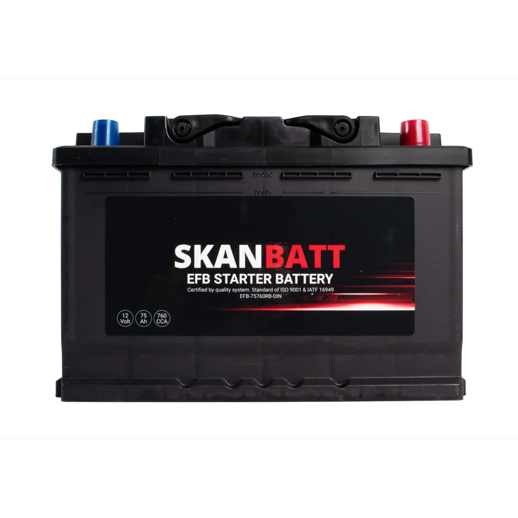 SKANBATT EFB Startbatteri 12V 75AH 760CCA (278x175x190mm) +R