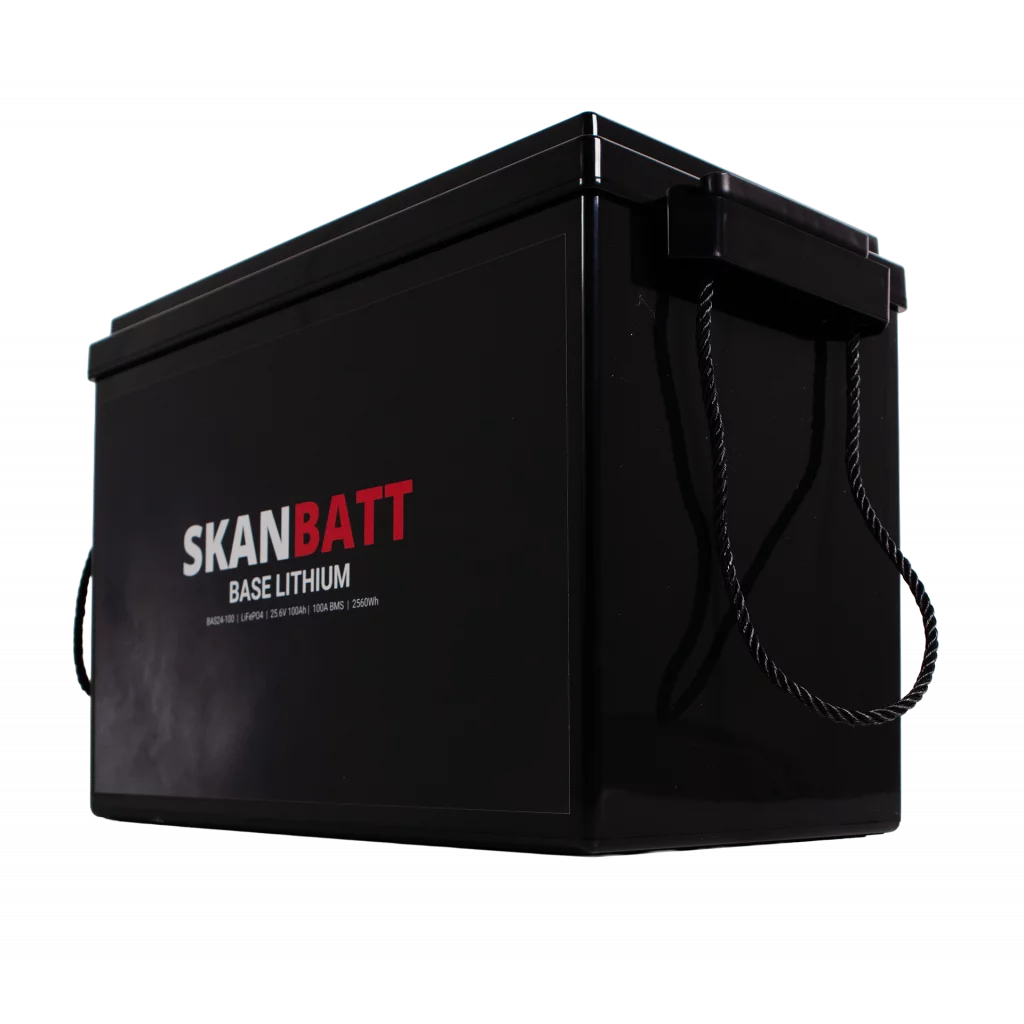 SKANBATT Base Lithium - 24V 100Ah 100A BMS - 345x190x245mm - 3 Års garanti