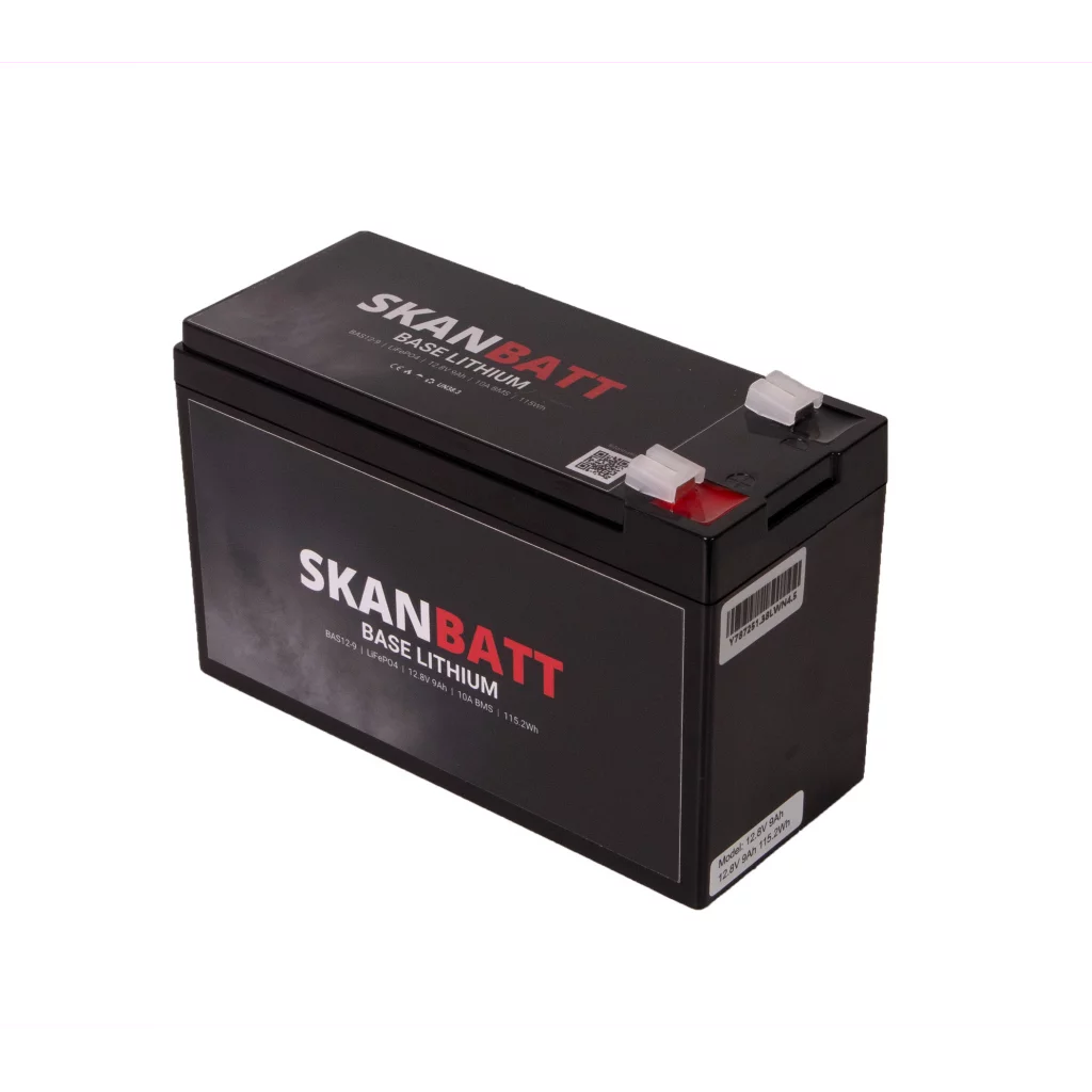 SKANBATT Base Lithium - 12V 9Ah 10A BMS - 150x65x95mm - 3 Års garanti