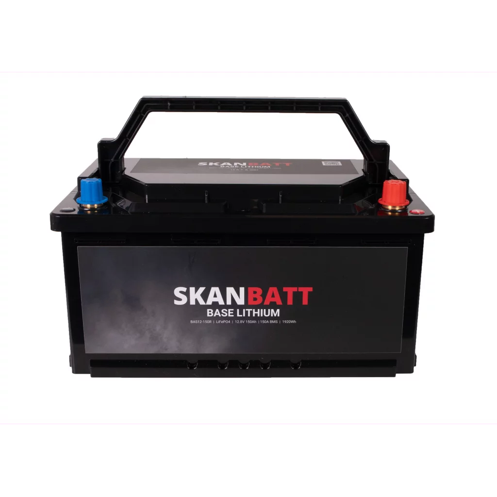 SKANBATT Base Lithium - 12V 150Ah 150A BMS - 355x180x190mm - 3 Års garanti - Bobil