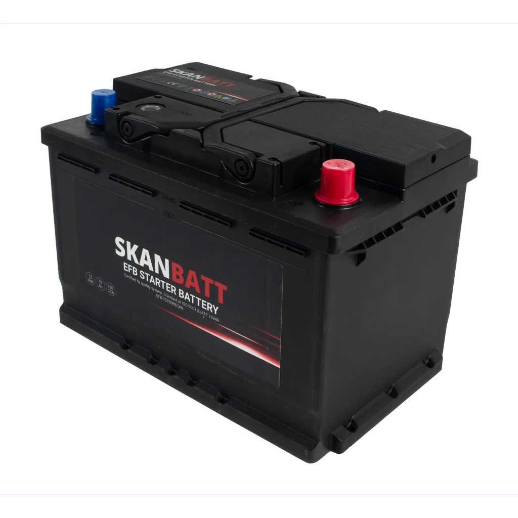 SKANBATT EFB Startbatteri 12V 75AH 760CCA (278x175x190mm) +R
