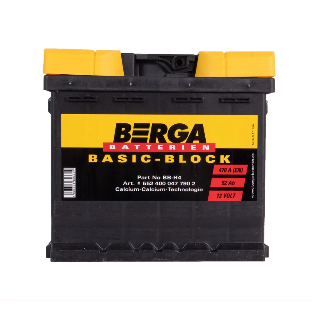 BERGA Basic Block 12V 52AH 470CCA (207/175/190mm)