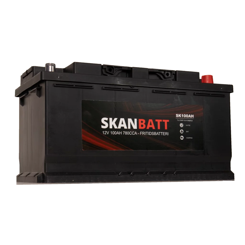 SKANBATT Fritidsbatteri 12V 100AH 780CCA (354x175x190/190mm) +høyre