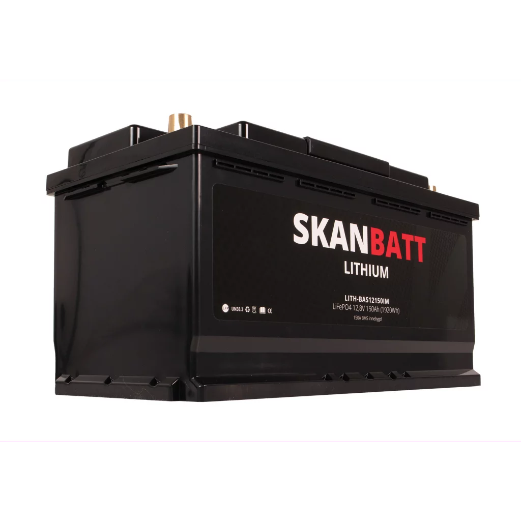 SKANBATT Lithium Batteri 12V 150AH 150A BMS (352x174x190mm)
