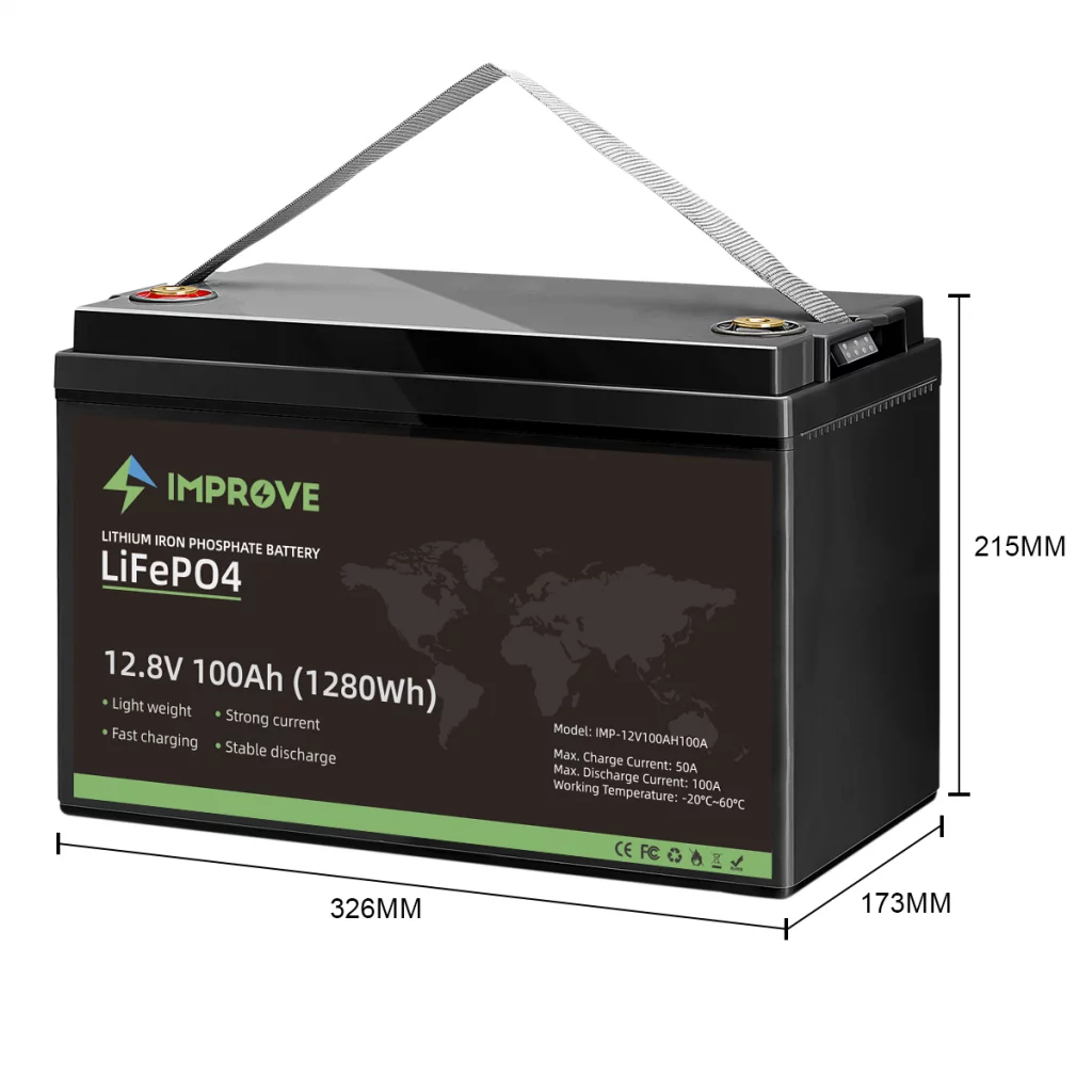 IMPROVE Lithium Batteri 12V 100Ah (LiFePO4) BMS 100A