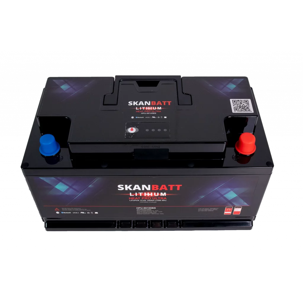 SKANBATT Lithium HEAT PRO 'Ultra' 12V 100AH - CAN Bus - 300A (<3s) - 8 års garanti - BOBILBATTERIET