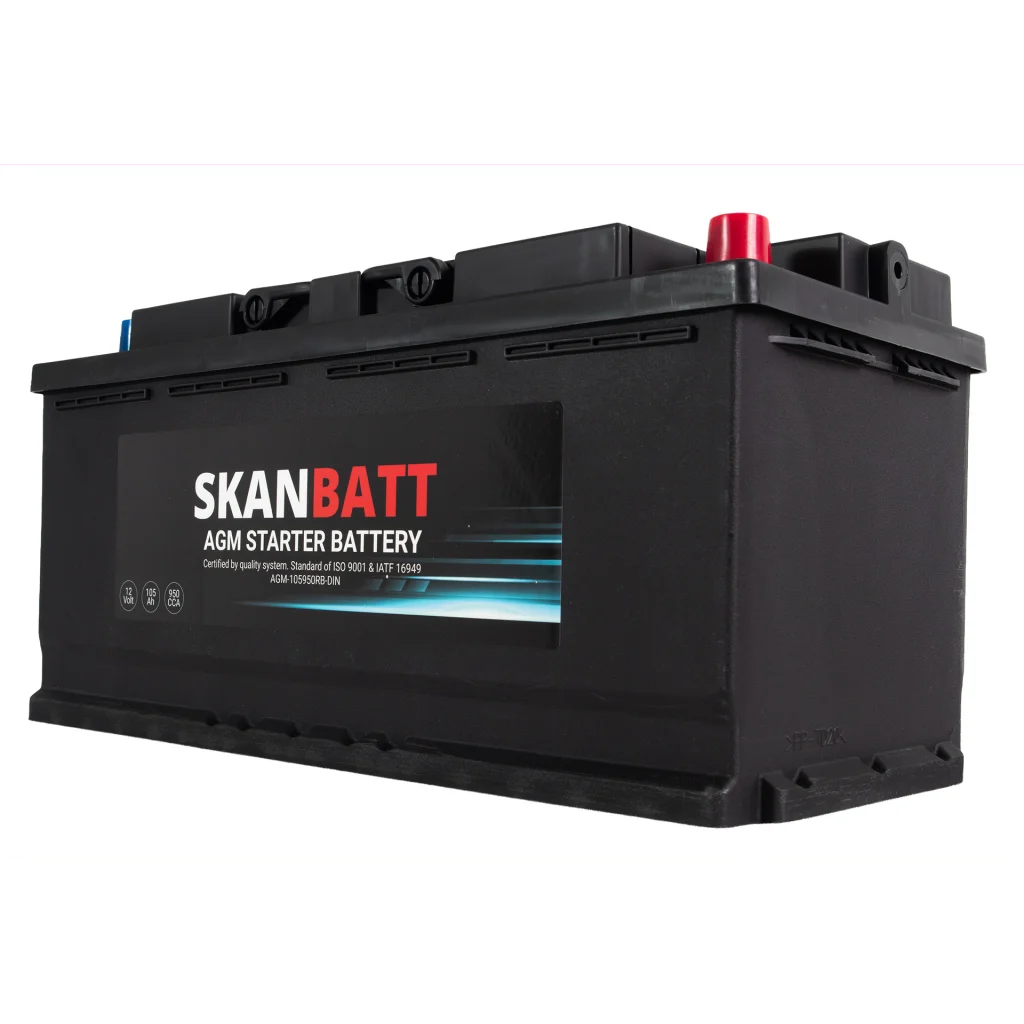 SKANBATT AGM Startbatteri 12V 105AH 950CCA (393x175x190mm) +R