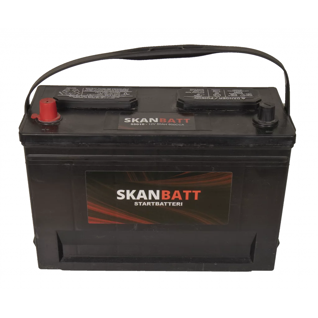 SKANBATT MF50-600 Startbatteri 12V 80AH 600CCA (343x127x234/254) +venstre