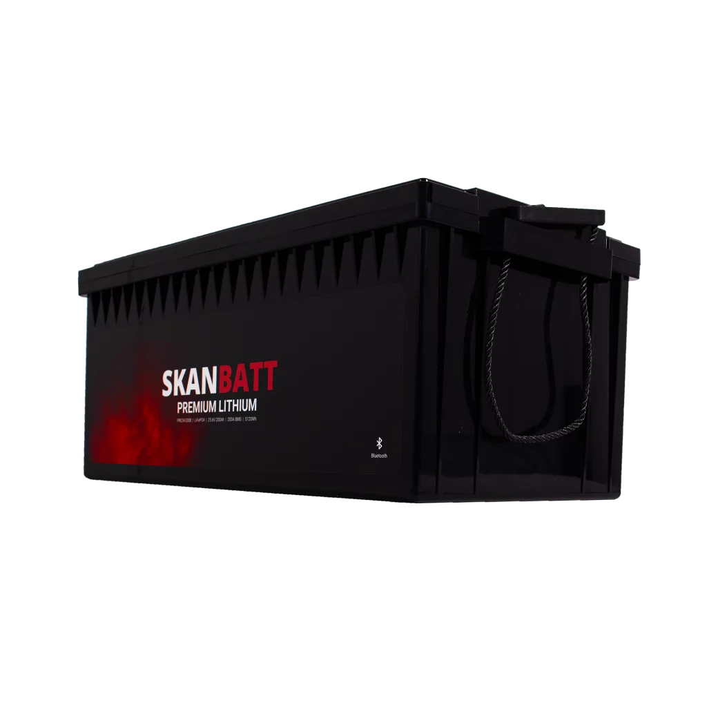 SKANBATT Premium Lithium - 24V 200Ah 200A BMS - 522x268x218mm - Bluetooth - 8 Års garanti
