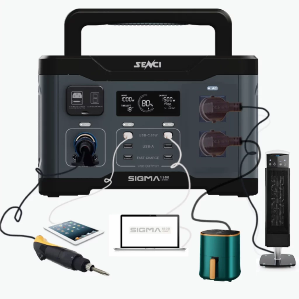 SENCI Lithium LPS 1152Wh Power Station med 1500W (3000W) sinus inverter