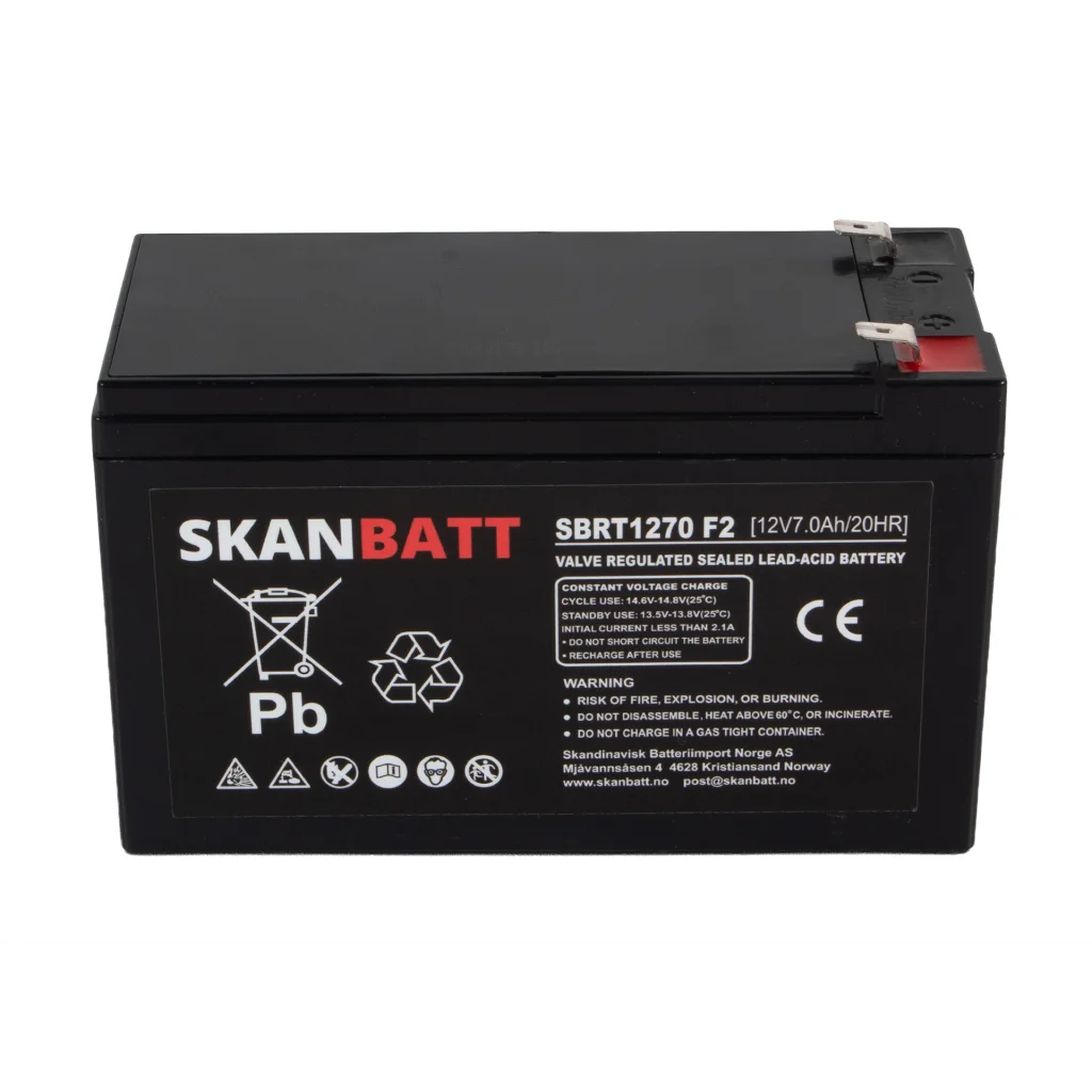 SKANBATT AGM Batteri 12V 7AH (151x65x94mm) F2