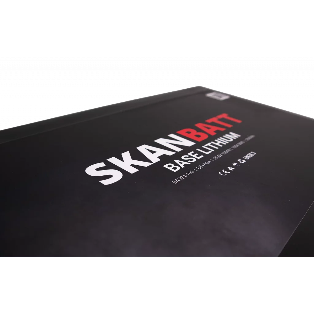 SKANBATT Base Lithium - 24V 100Ah 100A BMS - 345x190x245mm - 3 Års garanti