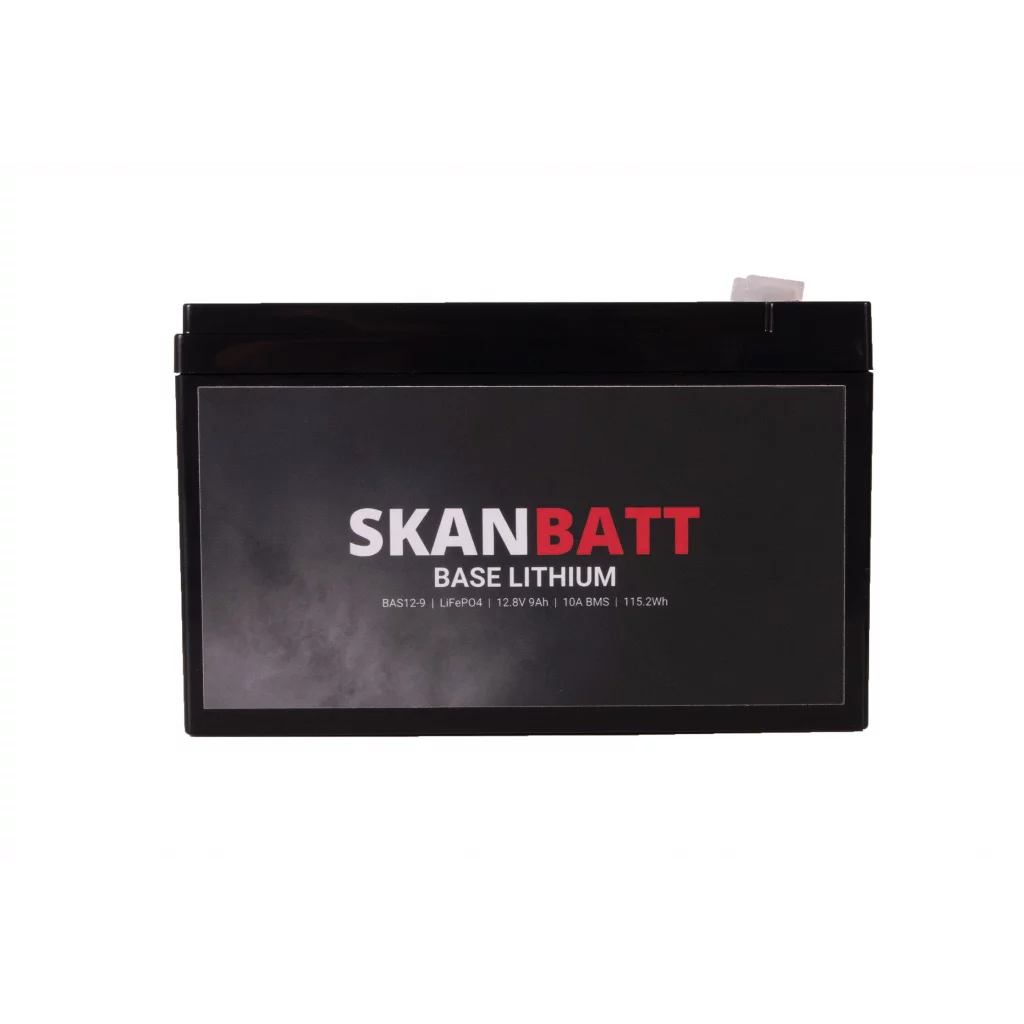 SKANBATT Base Lithium - 12V 9Ah 10A BMS - 150x65x95mm - 3 Års garanti