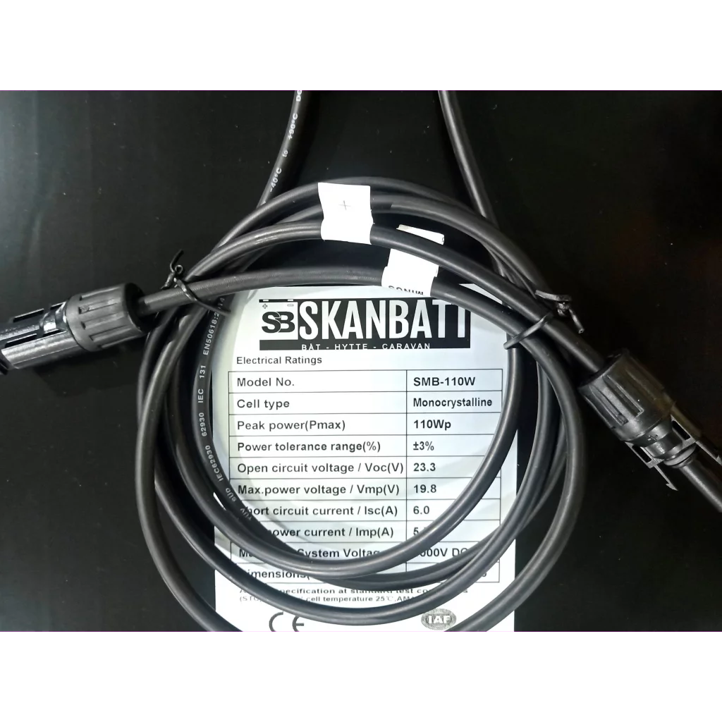 SKANBATT Solcellepanel 110W - All Black - Mono - PERC - 1070x550x30mm