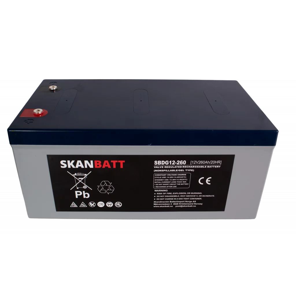 SKANBATT GEL Deep Cycle Batteri 12V 260AH (520x268x220mm) +høyre