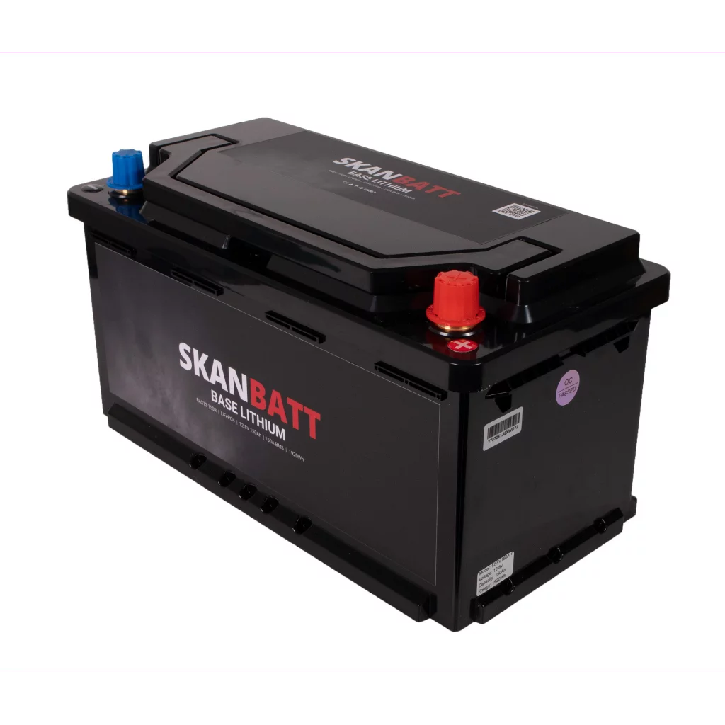 SKANBATT Base Lithium - 12V 150Ah 150A BMS - 355x180x190mm - 3 Års garanti - Bobil
