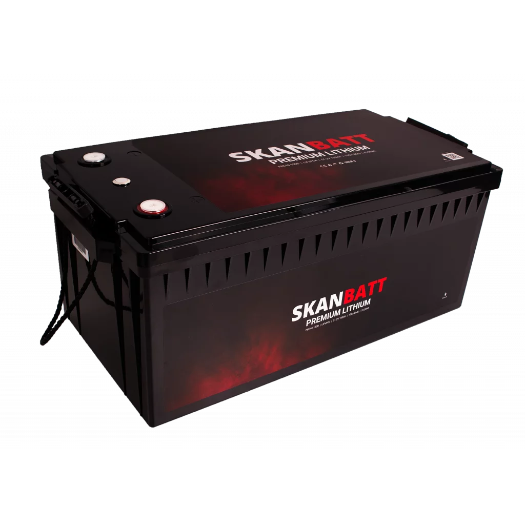 SKANBATT Premium Lithium - 48V 100Ah 100A BMS - 522x268x218mm - Bluetooth - 8 Års garanti