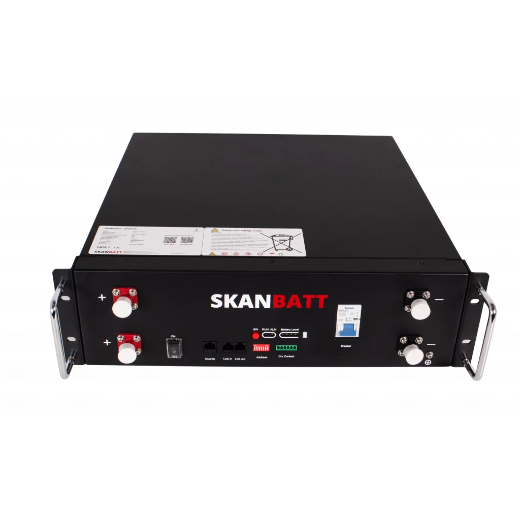 SKANBATT Premium Lithium 3U Rackbatteri 51,2V 100Ah - 5,12kWh - LiFePO4 - OTA