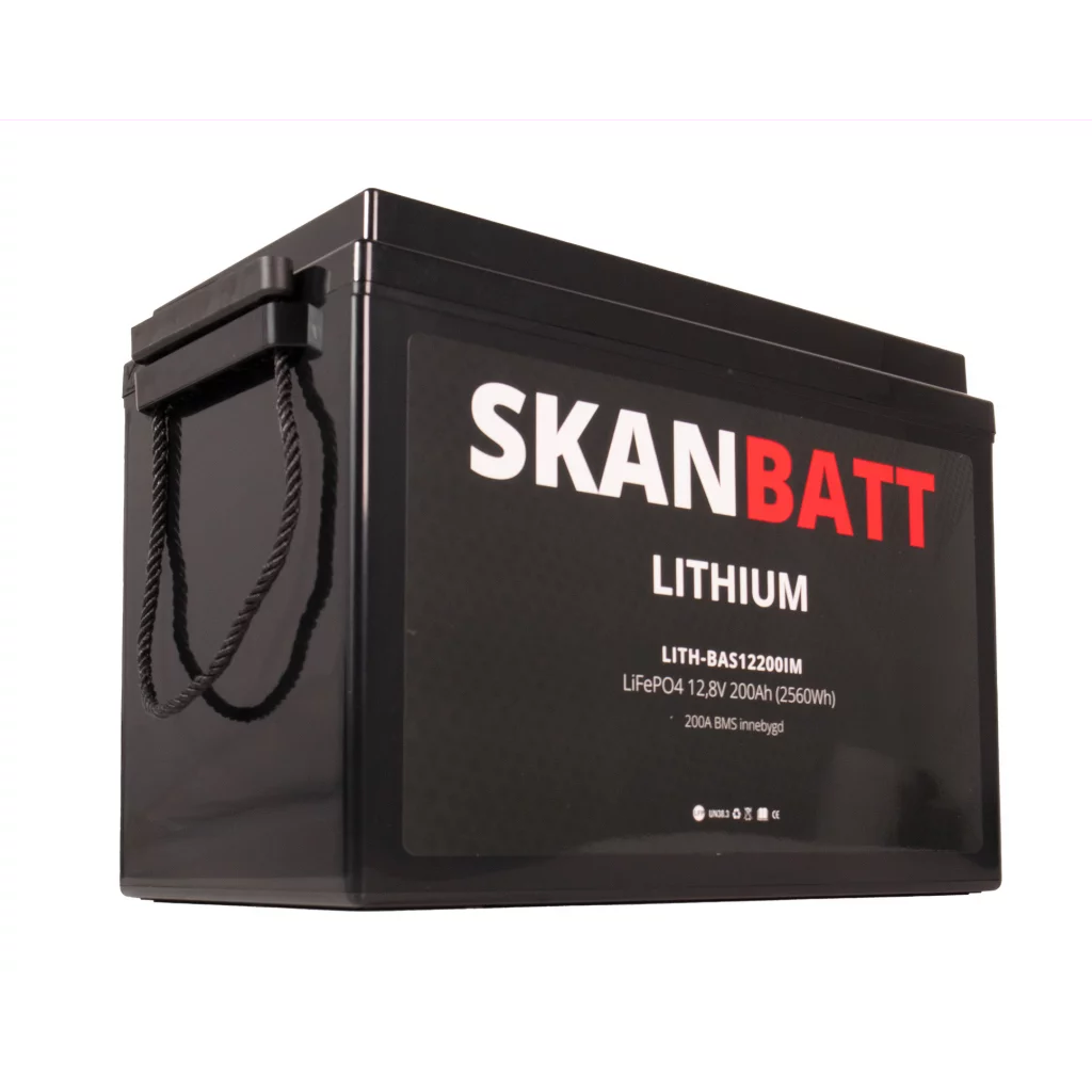 SKANBATT Lithium Batteri 12V 200AH 200A BMS (345x190x245mm)