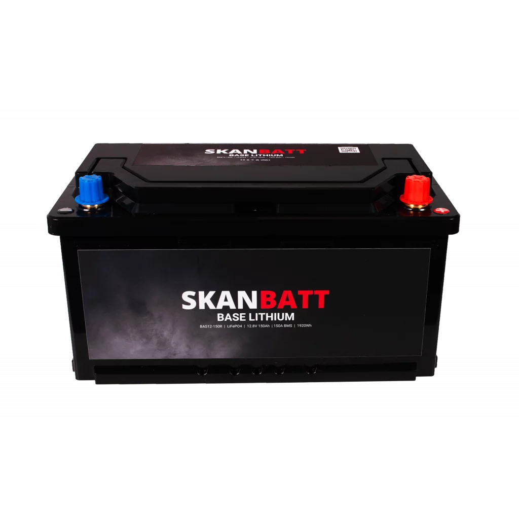 SKANBATT Base Lithium - 12V 150Ah 150A BMS - 355x180x190mm - 3 Års garanti - Bobil