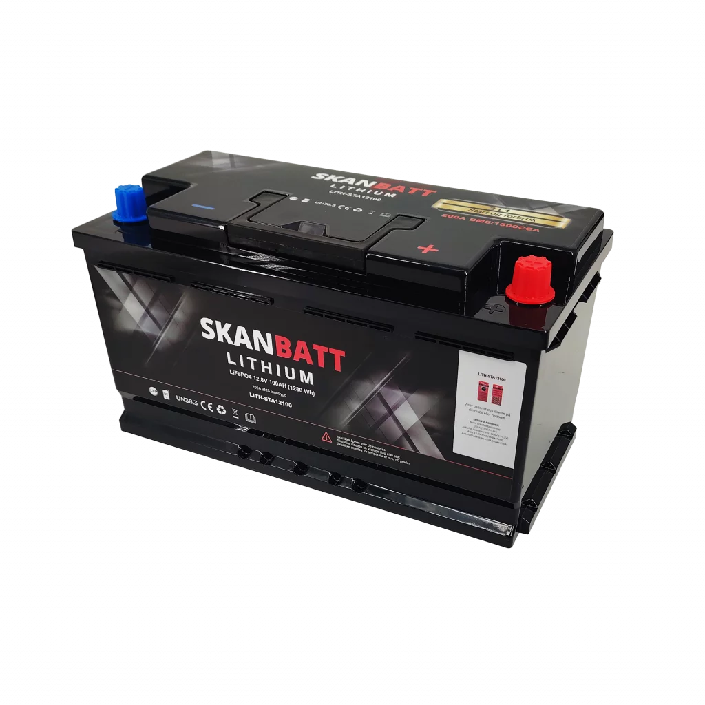 SKANBATT Lithium Start- og forbruksbatteri 12V 100Ah 1500CA - Bluetooth