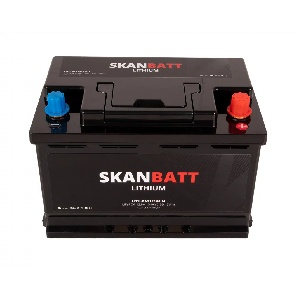 SKANBATT Lithium Batteri 12V 104AH 100A BMS (279x175x190mm) - Small