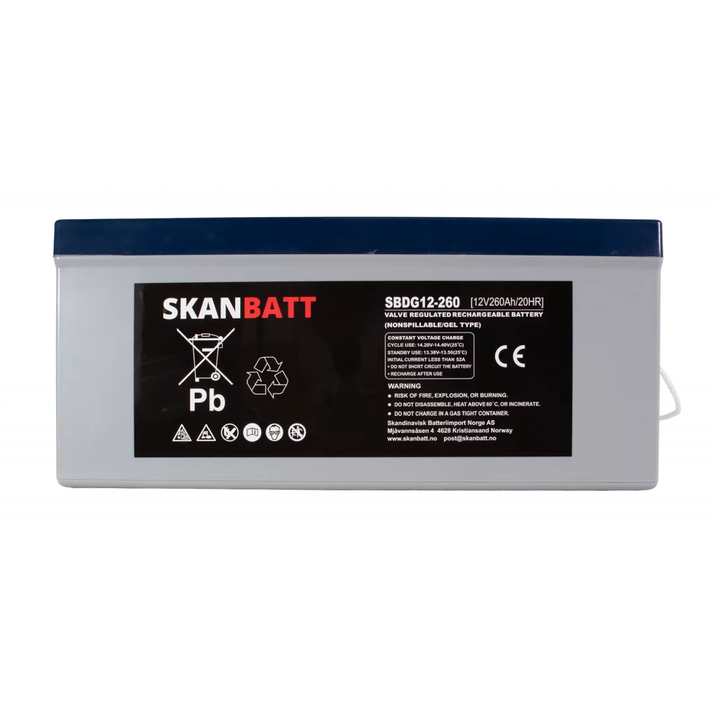SKANBATT GEL Deep Cycle Batteri 12V 260AH (520x268x220mm) +høyre