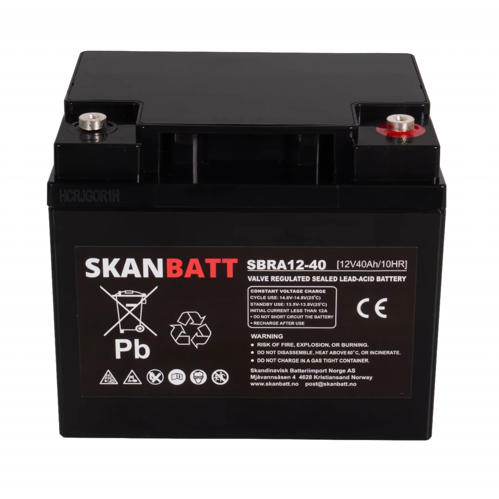 SKANBATT AGM Deep Cycle Batteri 12V 40Ah (198x166x171mm) +høyre