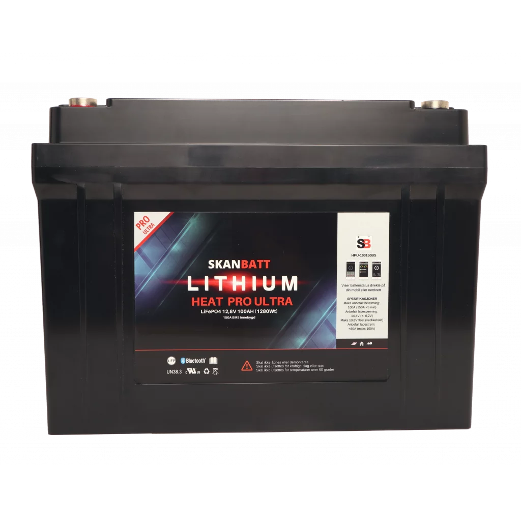 SKANBATT Lithium HEAT PRO 'Ultra' 12V 100AH - CAN Bus - 300A (<3s) - 8 års garanti