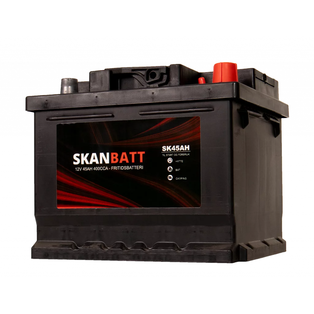 SKANBATT Fritidsbatteri 12V 45AH 400CCA (207x175x175/175mm) +høyre