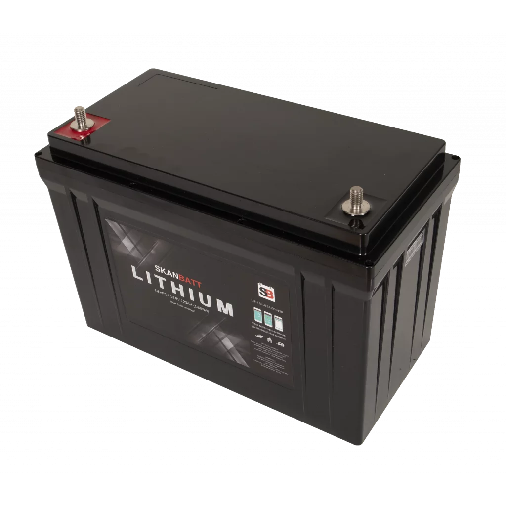 SKANBATT Bluetooth Lithium Batteri 12V 125AH 150A BMS - 8 års garanti